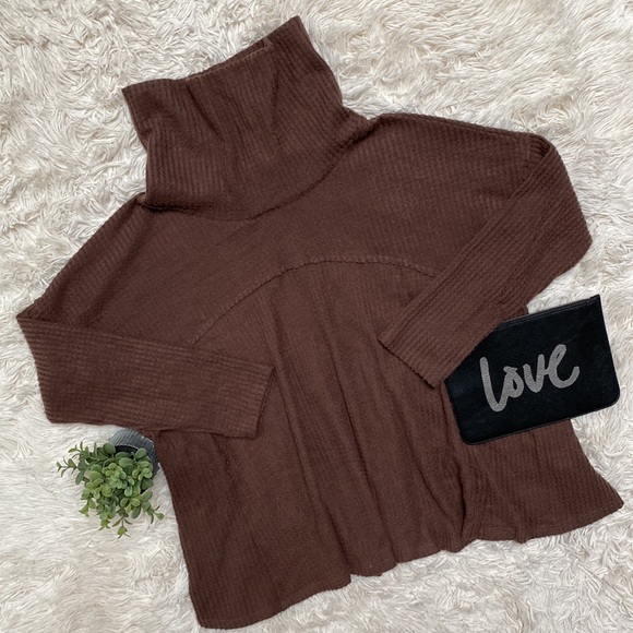 Cherish Hacci Waffle Cowl Neck Top 💗 Brown - Picture 1 of 15